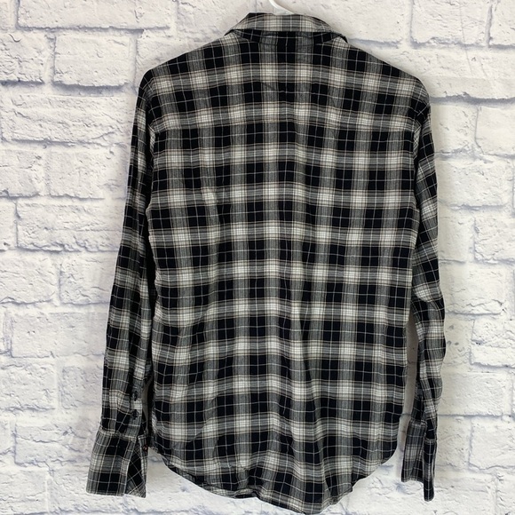 Elizabeth and James black plaid long sleeve button down small - Picture 3 of 5